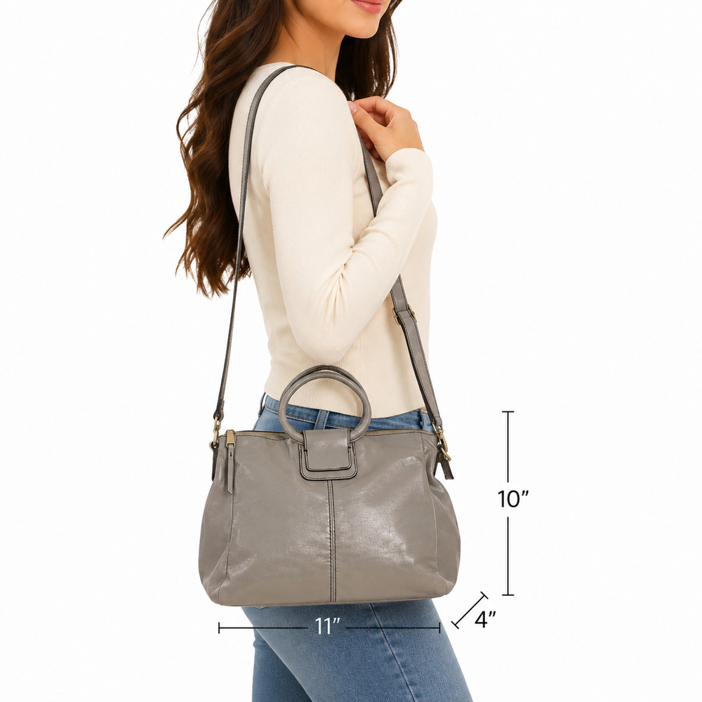 Hobo International Sheila Medium Satchel Handbag Light Gray Shoulder Bag Purse